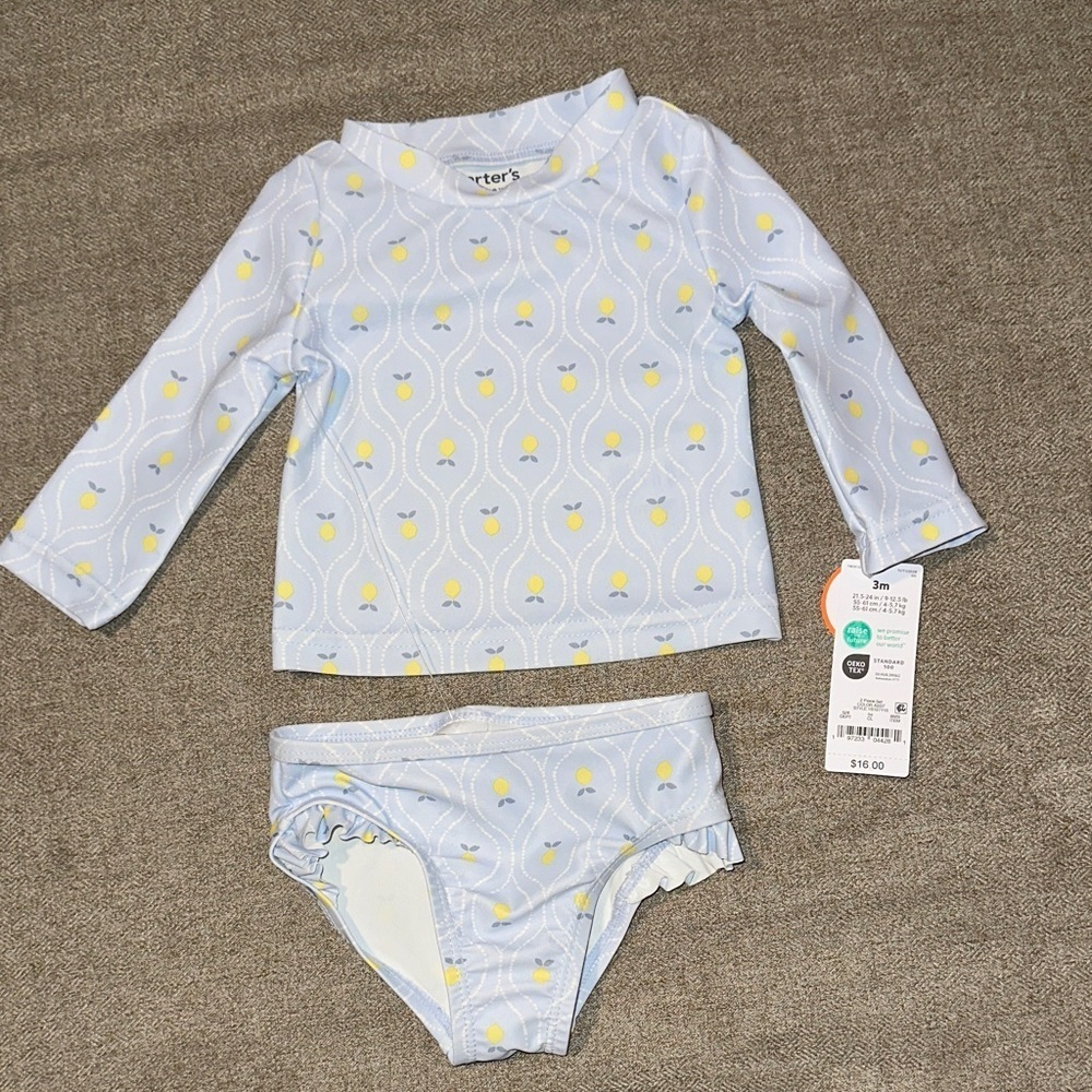 Carter's Light Blue and Yellow Kids Rashguard Set